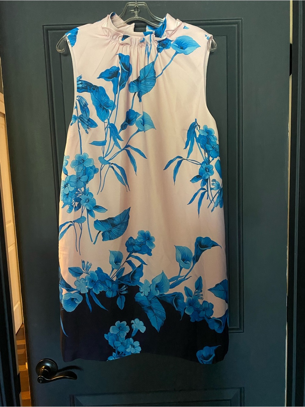 Ted Baker Pink Shift Dress with Bright Blue Floral Print
